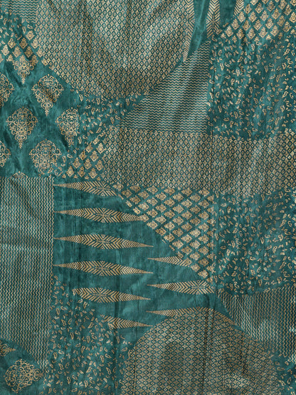 Women Green & Golden Printed Kurta with Trousers & Dupatta