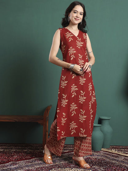 Dhiyona KL Women Ethnic Motifs Printed Cotton Kurta with Trousers & Dupatta