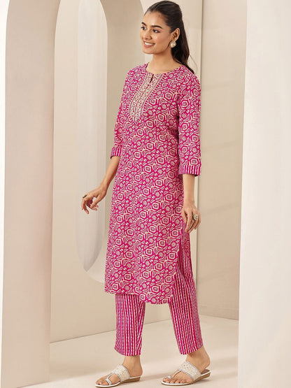 Women Ethnic Motifs Printed Regular Thread Work Kurta with Trousers & With Dupatta