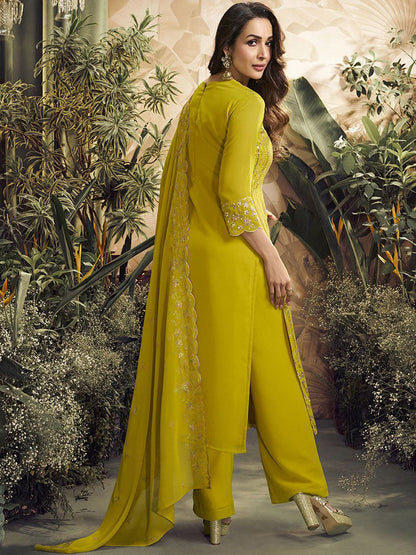 Dhiyona IN Women Floral Thread and Sequinned Embroidered Kurta with Palazzos & Dupatta