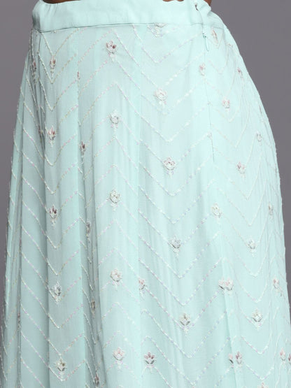 Dhiyona LL Women Floral Embroidered Regular Beads and Stones Kurta with Palazzos & Dupatta