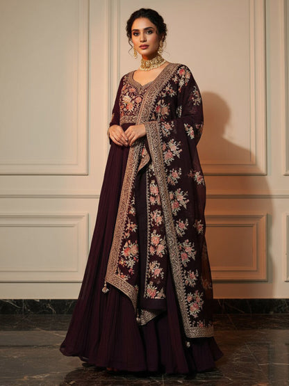 Women Floral Textured Georgette Kurta Set