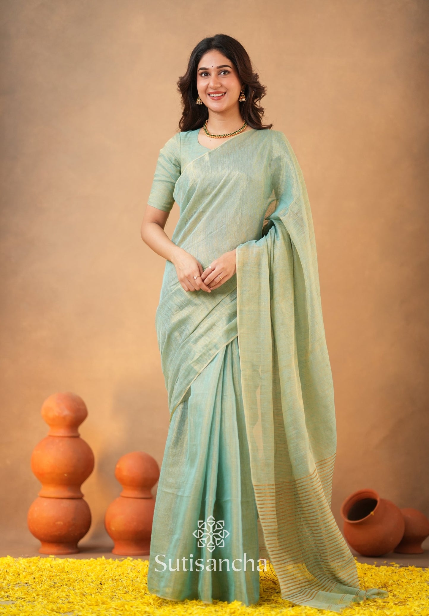 Dhiyona SS Tissue Charm Light and Lustrous Linen Saree
