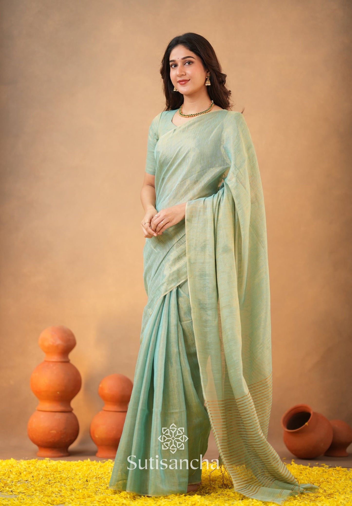 Dhiyona SS Tissue Charm Light and Lustrous Linen Saree