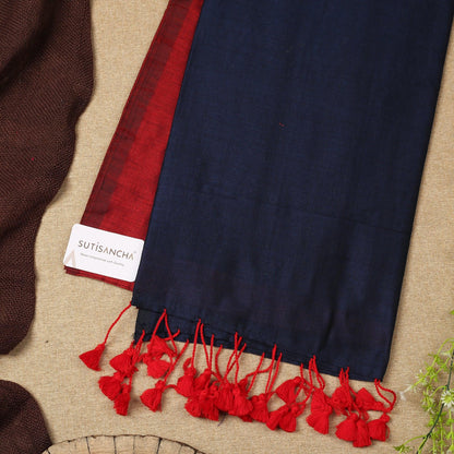 Dhiyona SS Sutisancha Navy Blue & Maroon Handwoven Handloom Cotton Saree