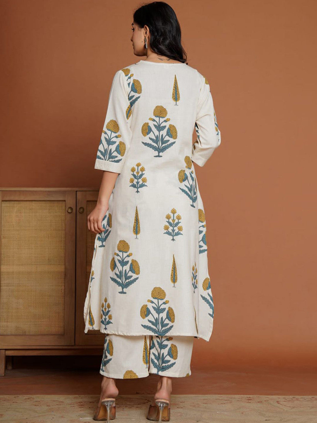 Women Floral Printed Regular Pure Cotton Kurta with Palazzos