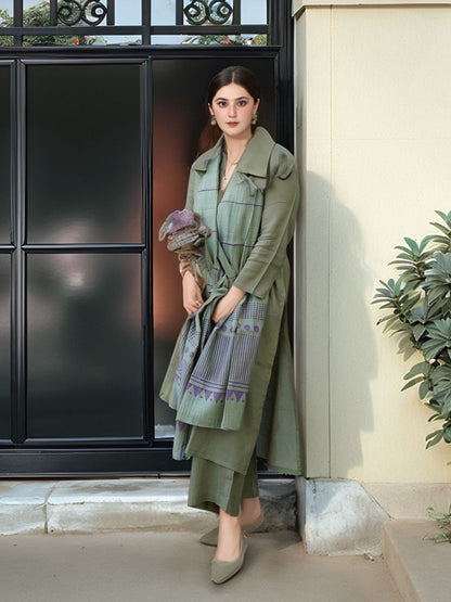 Dhiyona KL Round Neck Straight Kurta With Trouser & Dupatta
