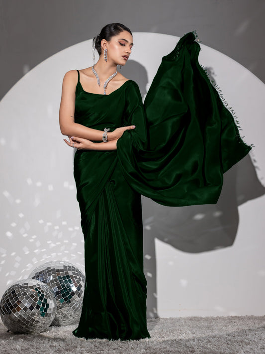 Dhiyona ST Healthify Green Saree with Lace and Blouse Fabric