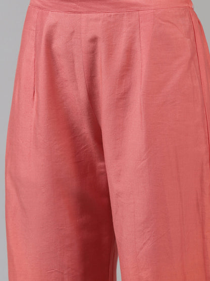 Women Pink Ethnic Motifs Embroidered Kurta with Palazzos & With Dupatta