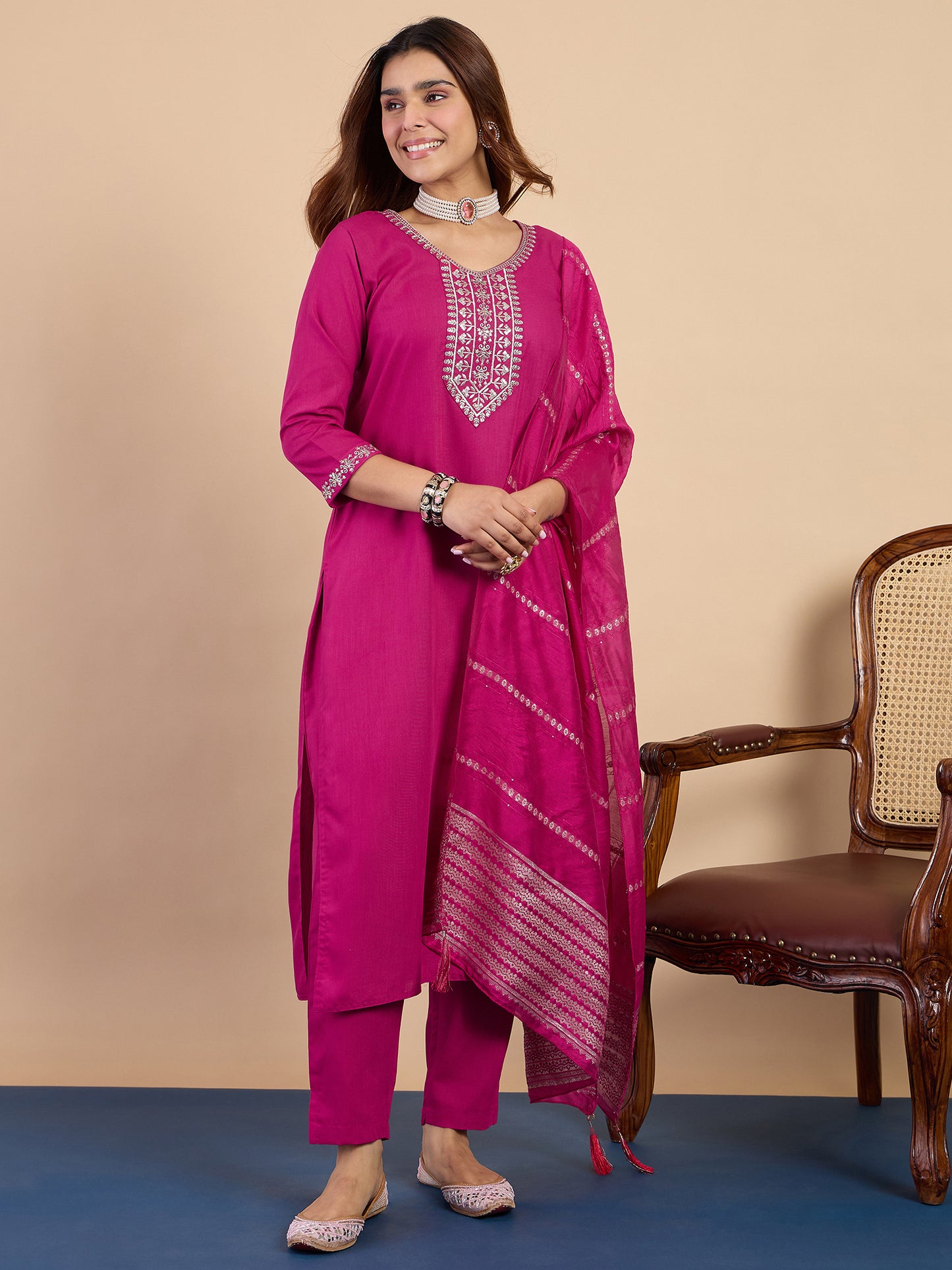 Dhiyona VV Pink Women's Designer Kurta Pant Set Premium Pattern Collection