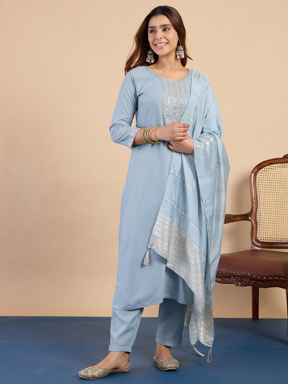 Dhiyona VV Grey Women's Designer Kurta Pant Set Premium Pattern Collection