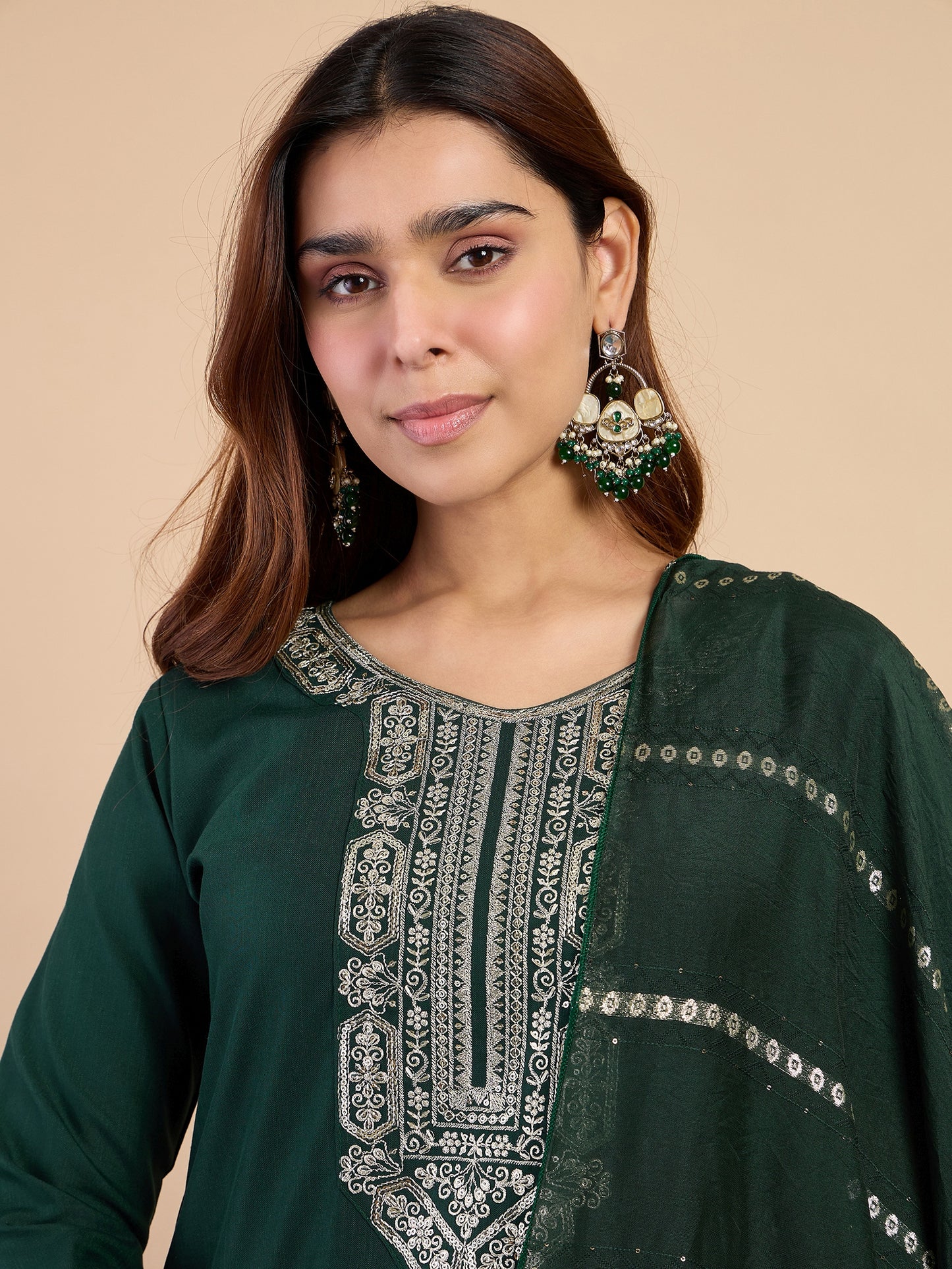 Dhiyona VV  Green Womens Traditional Kurta Pant Set with Dupatta