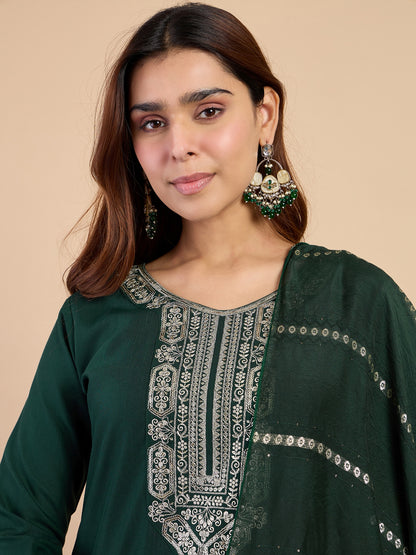 Dhiyona VV  Green Womens Traditional Kurta Pant Set with Dupatta