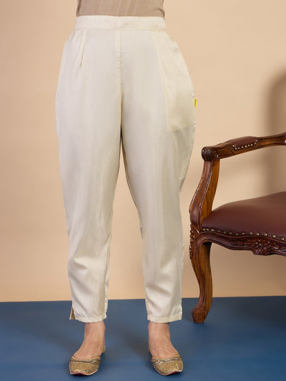 Dhiyona VV Cream Women's Designer Kurta Pant Set Premium Pattern Collection