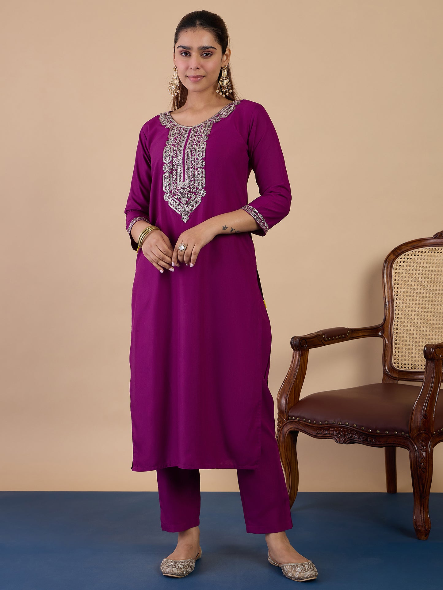 Dhiyona VV Purple Womens Traditional Kurta Pant Set with Dupatta