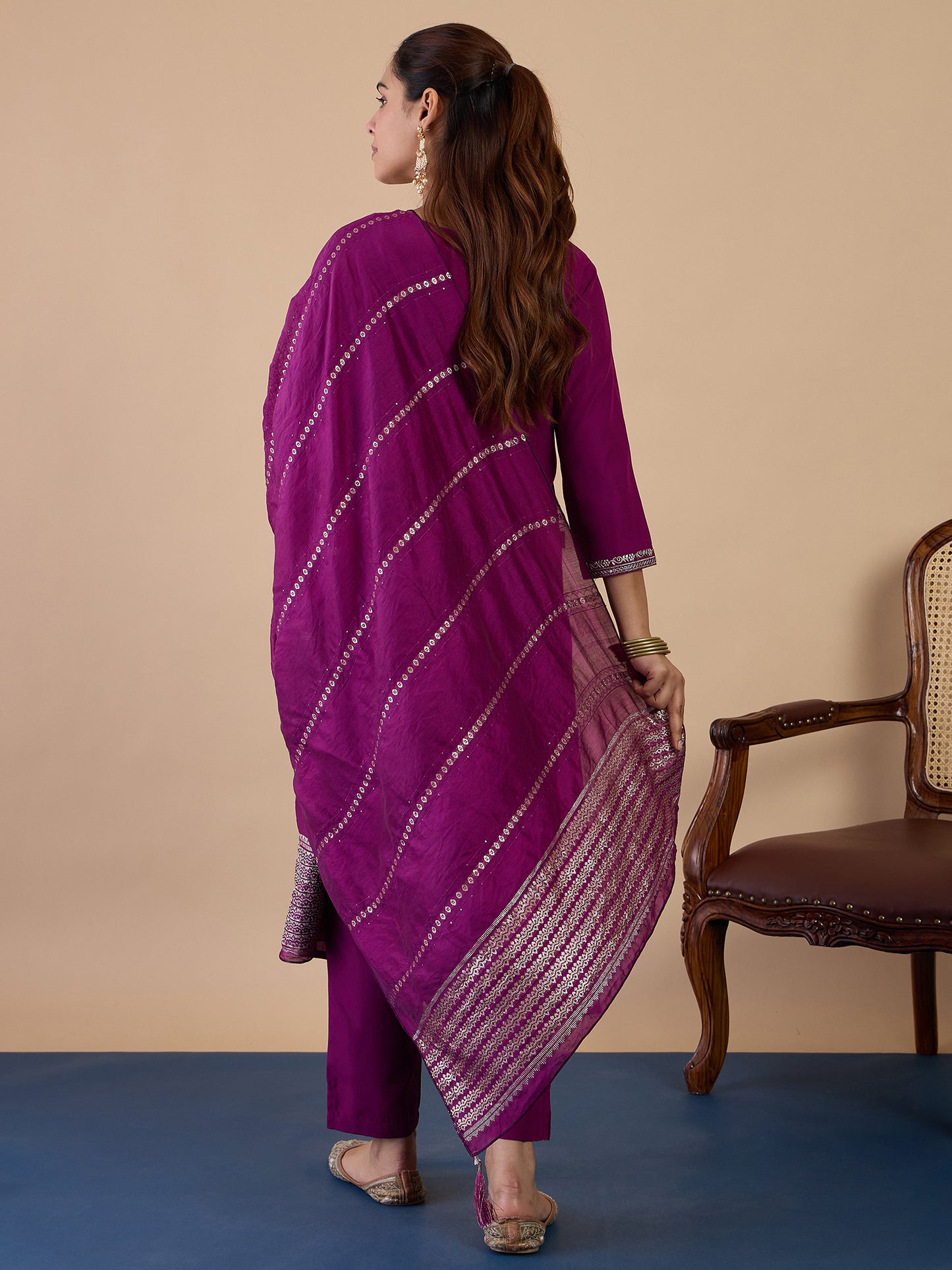 Dhiyona VV Purple Womens Traditional Kurta Pant Set with Dupatta