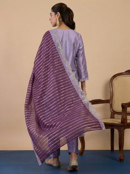 Dhiyona VV Lavender Women's Designer Kurta Pant Set Premium Pattern Collection