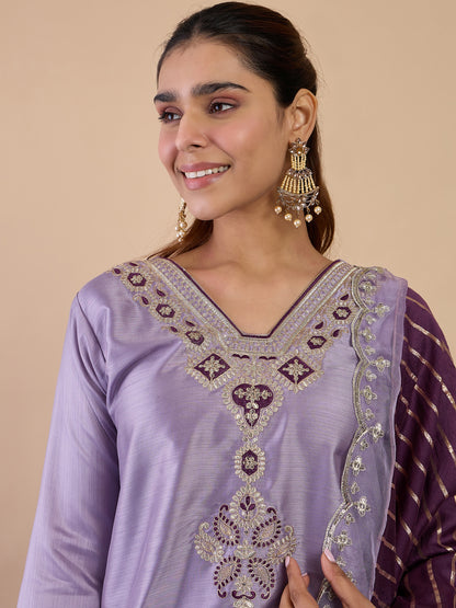Dhiyona VV Lavender Women's Designer Kurta Pant Set Premium Pattern Collection