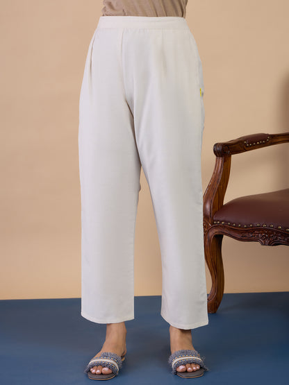 Dhiyona VV Off-white Women's Designer Kurta Pant Set Premium Pattern