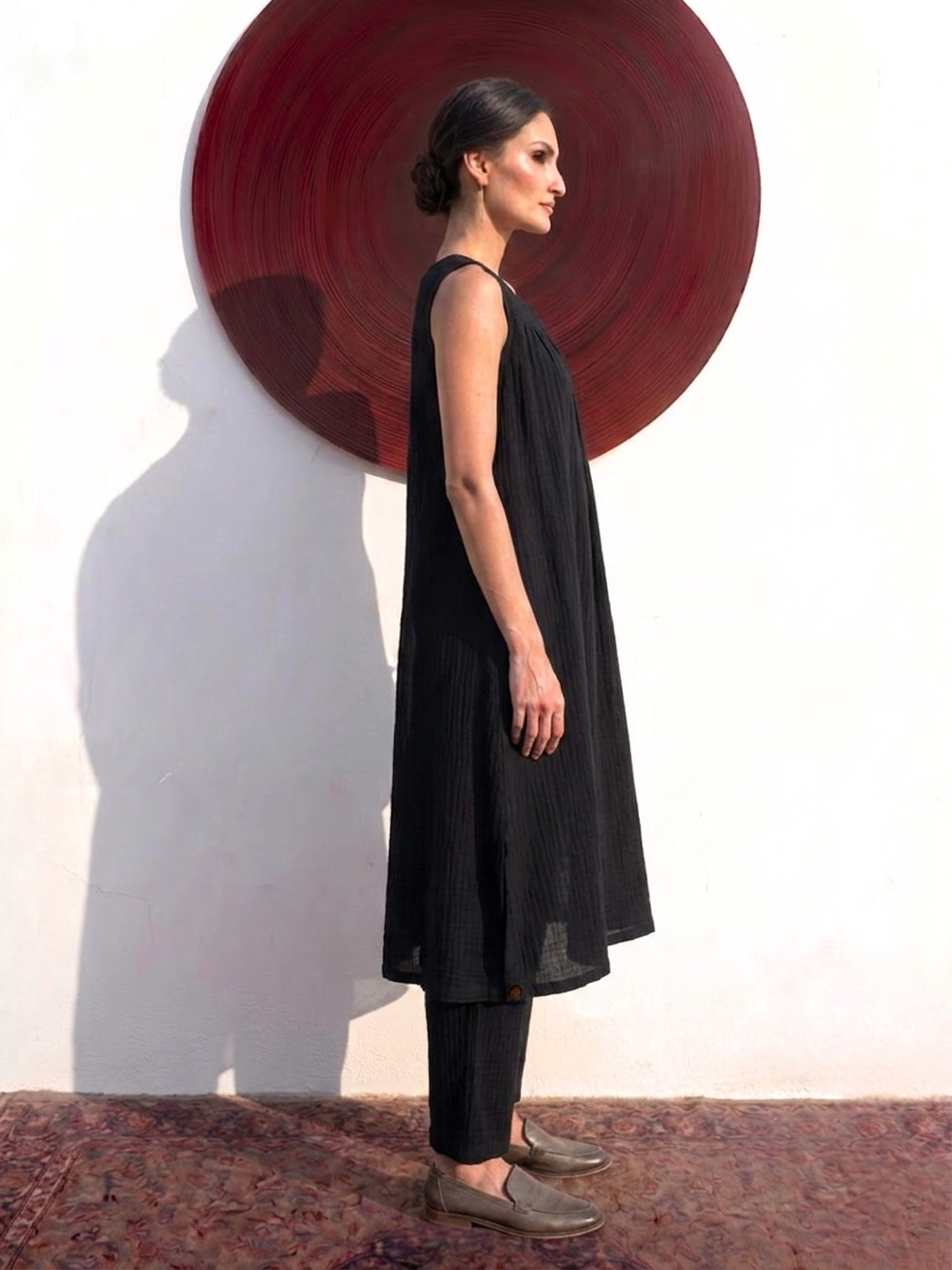 Dhiyona ST Swtantra Black Easy Addictive Travel Airflow Sleeveless Kurta and Pant Set