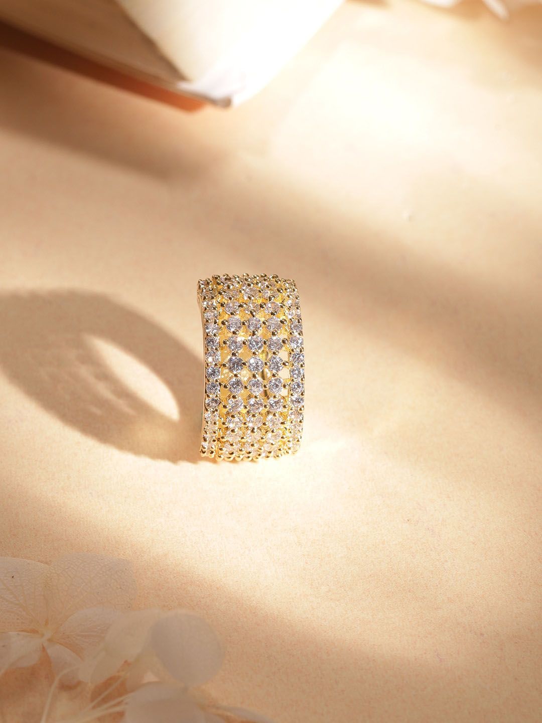 Dhiyona RJ Women's Stylish 22K Gold Plated Premium Quality Cubic Zirconia Studded Finger Ring
