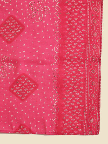 Dhiyona IS Women's Pink Printed Regular Sequinned Kurta with Trousers & Dupatta