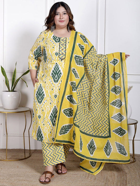Dhiyona KL Women Floral Printed Regular Sequinned Pure Cotton Kurta Set With Dupatta