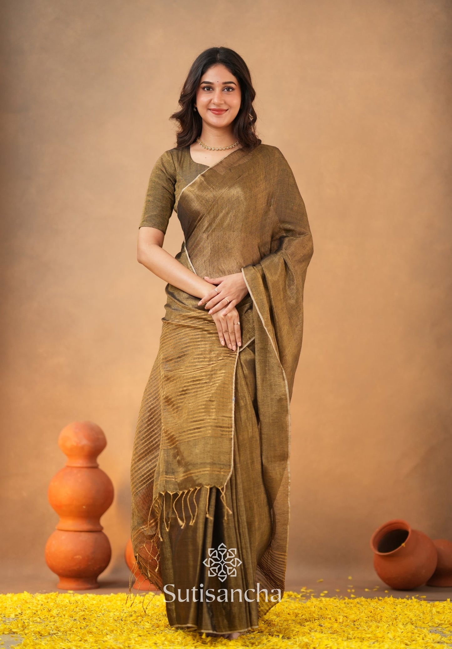 Dhiyona SS Tissue Charm Light and Lustrous Linen Saree