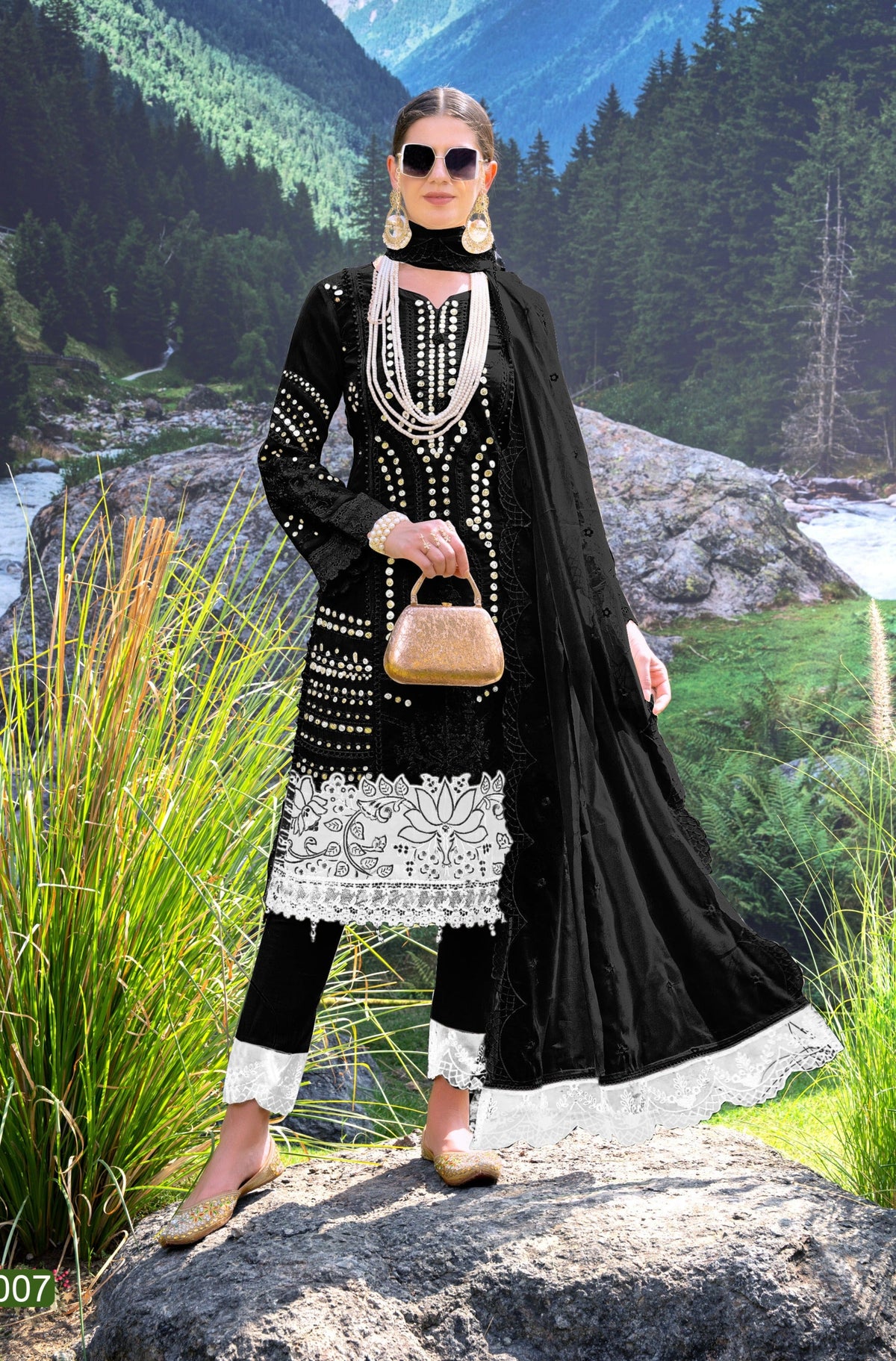 Noori onyx full heavy work premium Lawn suit set