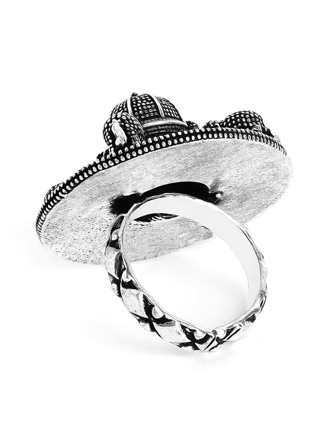 Dhiyona RJ Women's Elegant Design Oxidized Beautiful Antique Silver Plated Adjustable Finger Ring