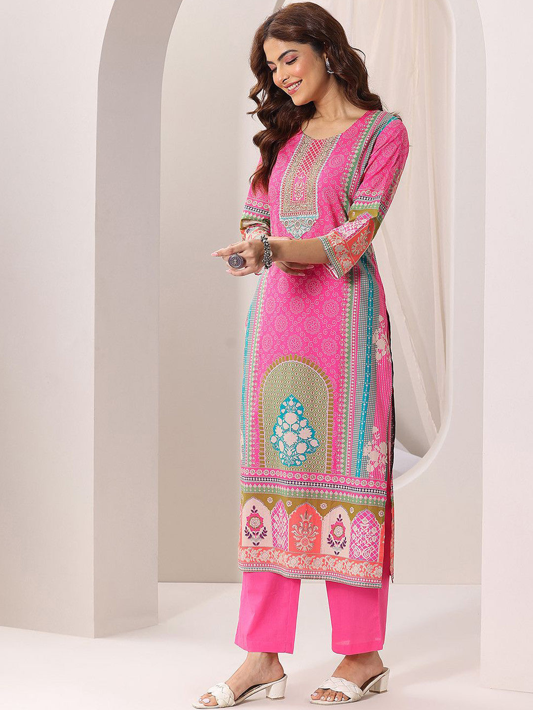 Women Ethnic Motifs Printed & Yoke Embroidered Kurta with Trousers & Dupatta