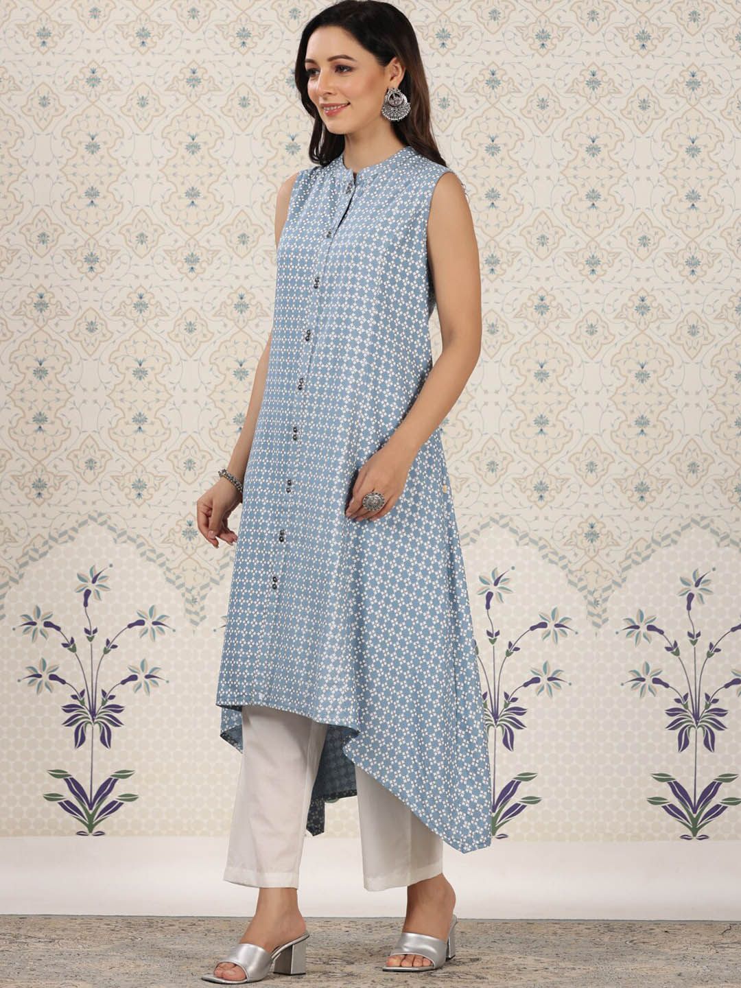 Dhiyona OD  Ethnic Motifs Printed Mandrain collar A-Line Kurta