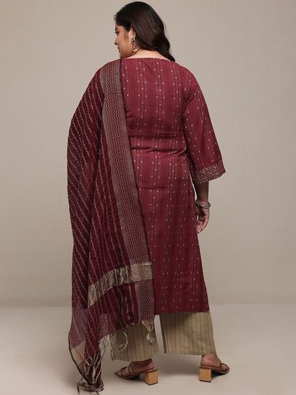 Dhiyona Women's Plus Size Ethnic Motifs Printed Kurta with Palazzos & Dupatta
