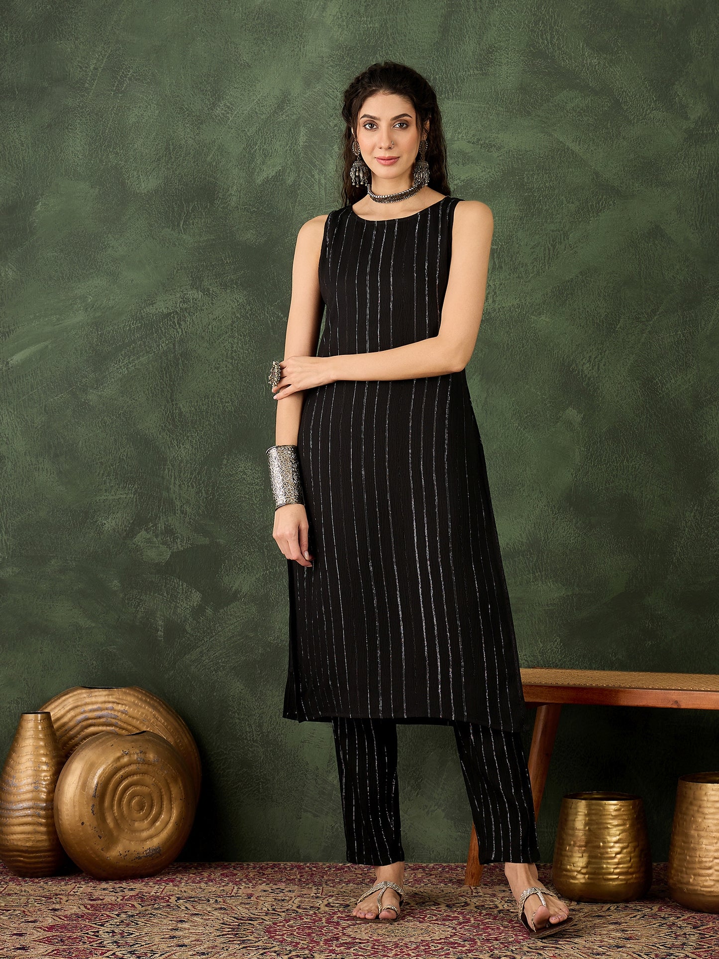 Dhiyona VV Samara Women's Office, Festive Wear Silk Blend Straight Kurta & Pant, Co-ord Set