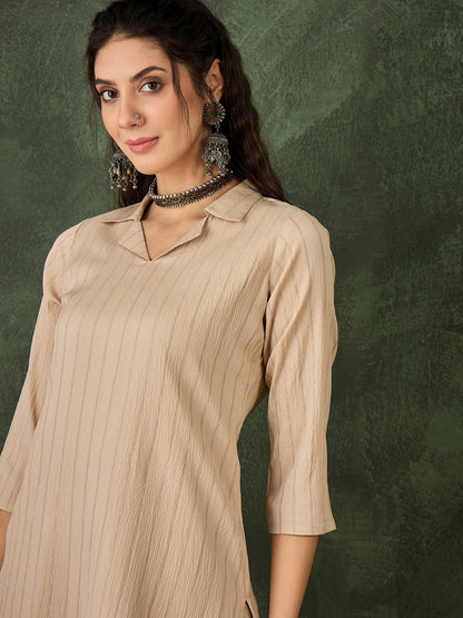 Dhiyona VV Mishka Women's Office, Festive Wear Cream Straight Kurta & Pant, Co-ord Set