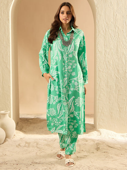 Women Floral Printed Regular Kurta with Trousers