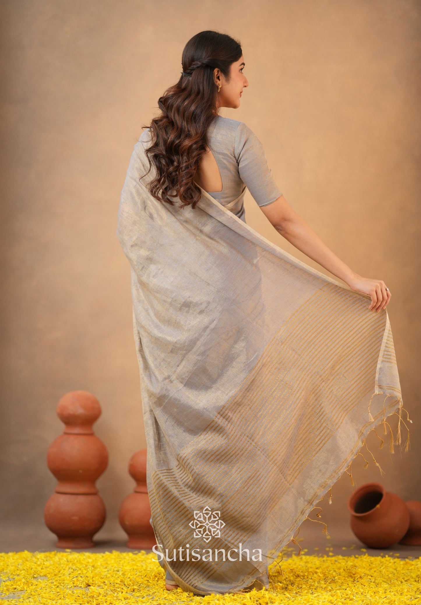 Dhiyona SS Tissue Charm Light and Lustrous Linen Saree