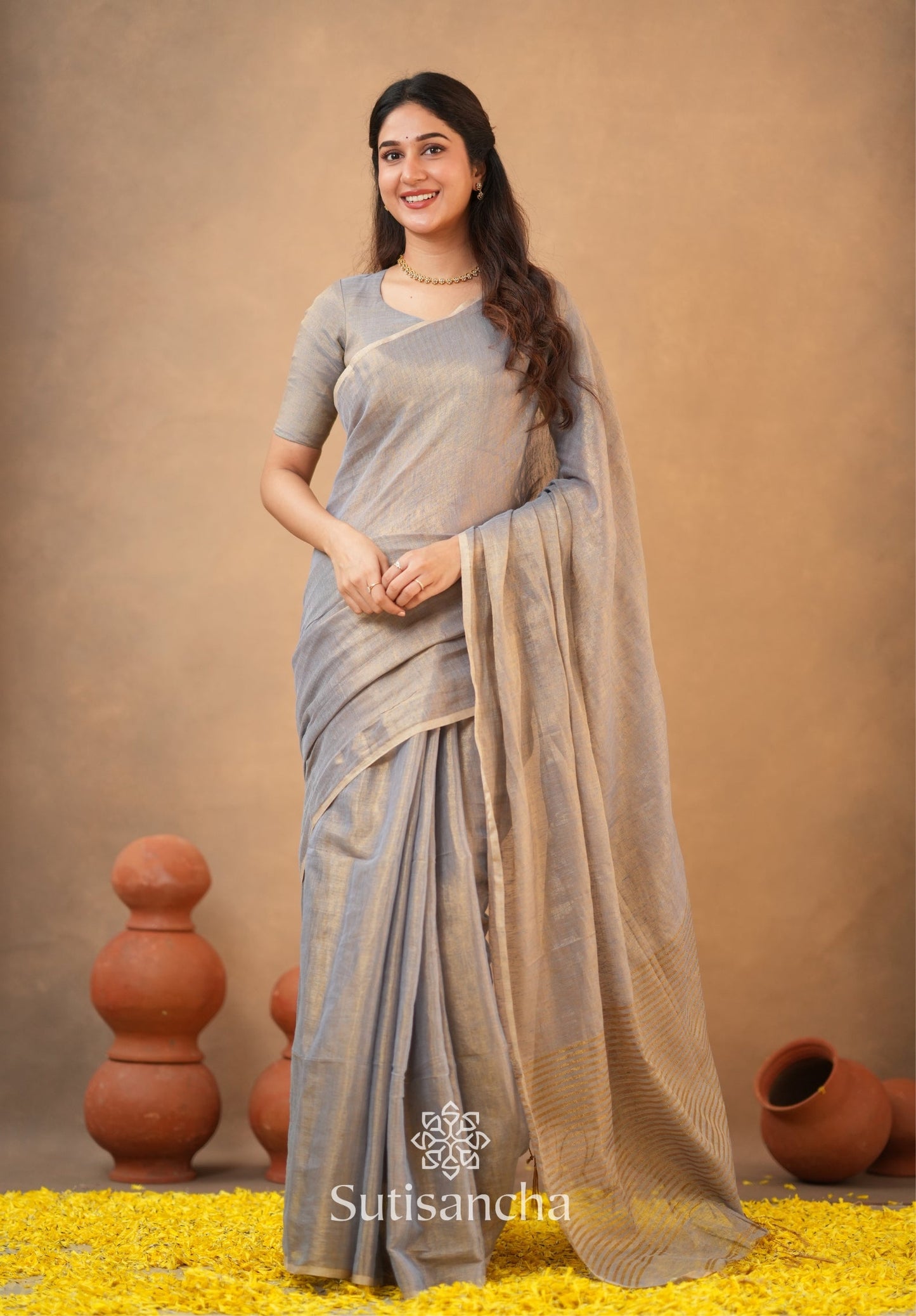 Dhiyona SS Tissue Charm Light and Lustrous Linen Saree