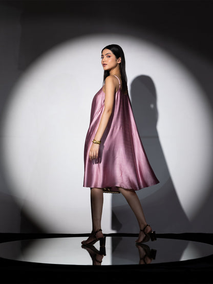 Dhiyona ST 1pc. | Pink Stripe Spaghetti Satin Dress