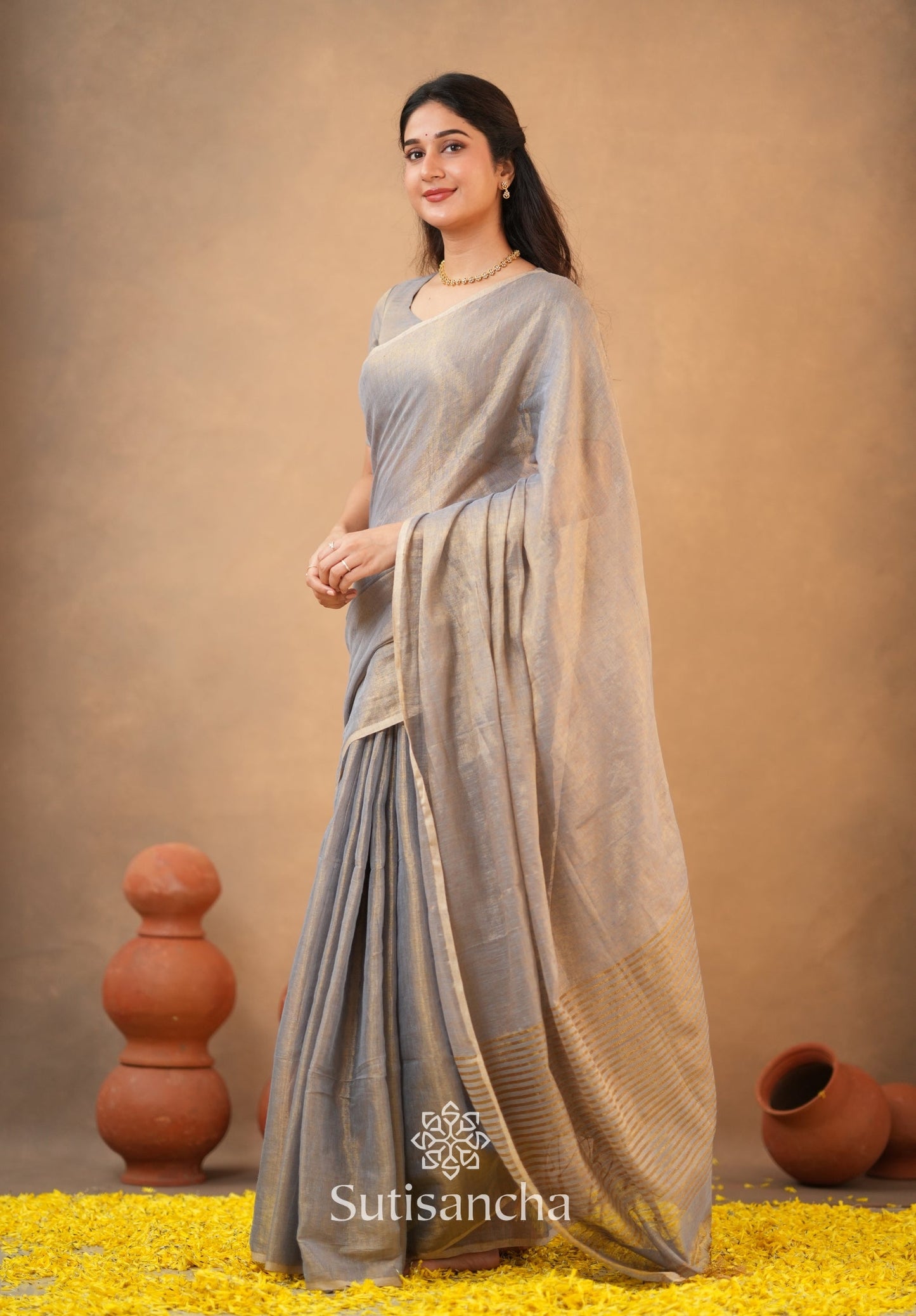 Dhiyona SS Tissue Charm Light and Lustrous Linen Saree