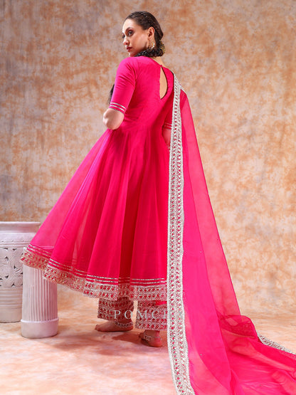 Dil Kash Hot Pink Anarkali Set