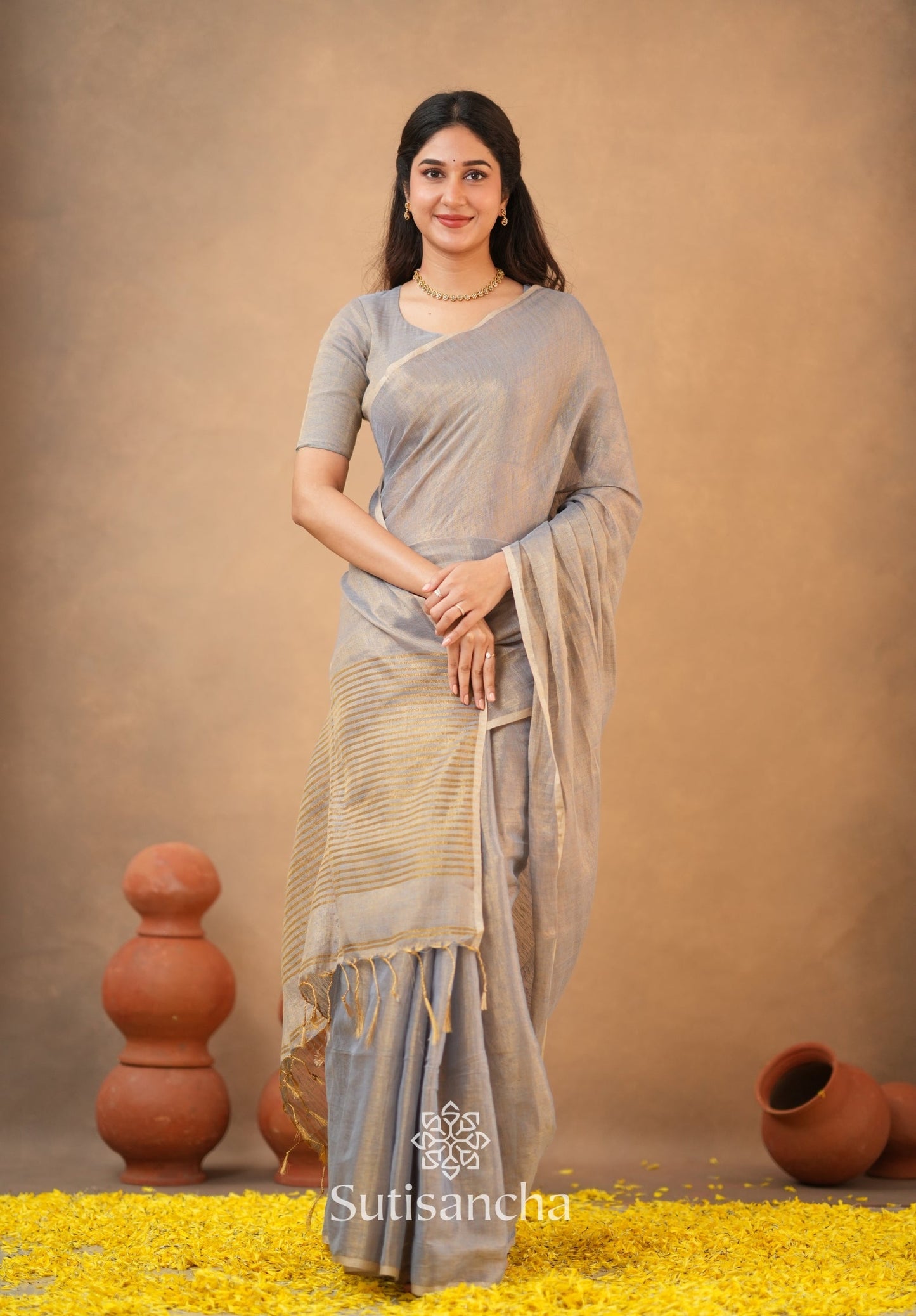 Dhiyona SS Tissue Charm Light and Lustrous Linen Saree