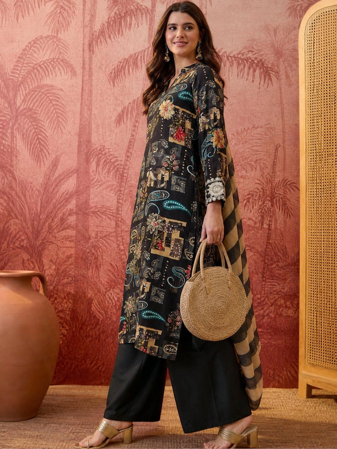 Women Ethnic Motifs Printed Regular Kurta with Palazzos & With Dupatta