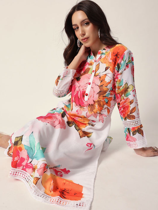 Dhiyona IS Women's Women Floral Printed Kurta with Trousers