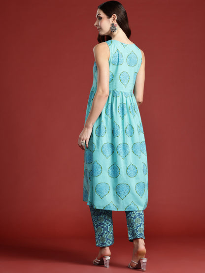 Floral Printed Pure Cotton Kurta with Trousers