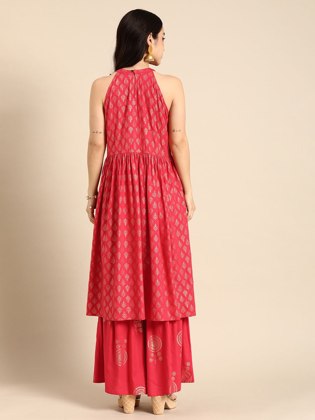 Dhiyona AN Ethnic Motifs Printed A-Line Flared Kurta with Sharara