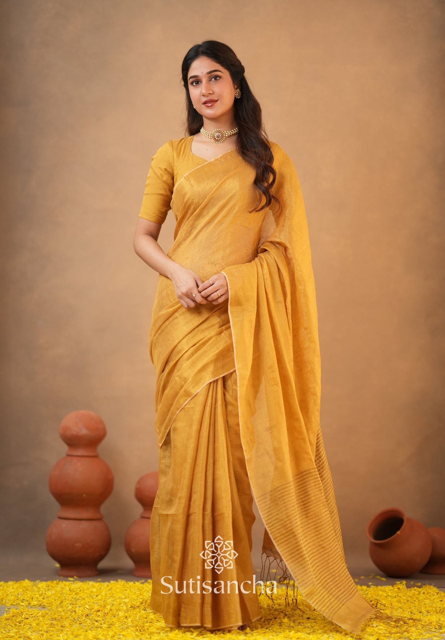 Dhiyona SS Tissue Charm Light and Lustrous Linen Saree