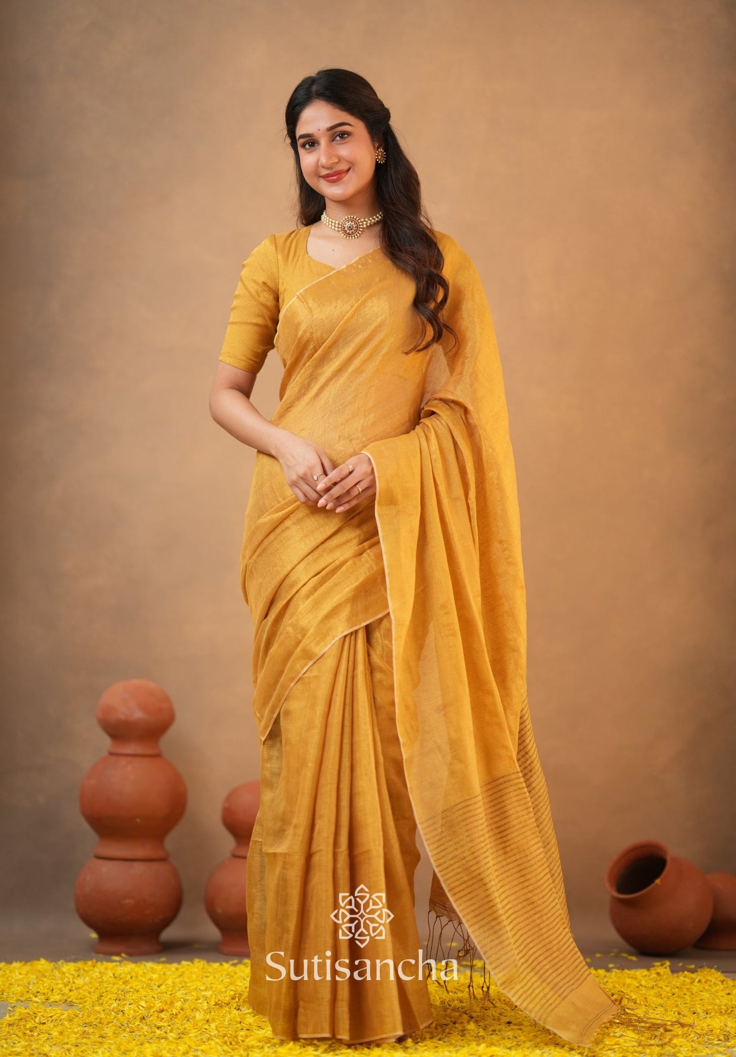 Dhiyona SS Tissue Charm Light and Lustrous Linen Saree