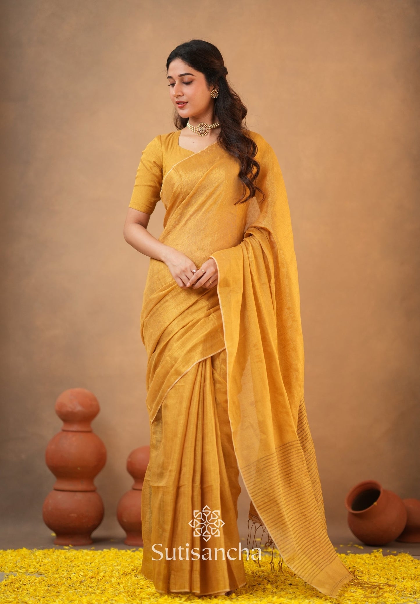 Dhiyona SS Tissue Charm Light and Lustrous Linen Saree