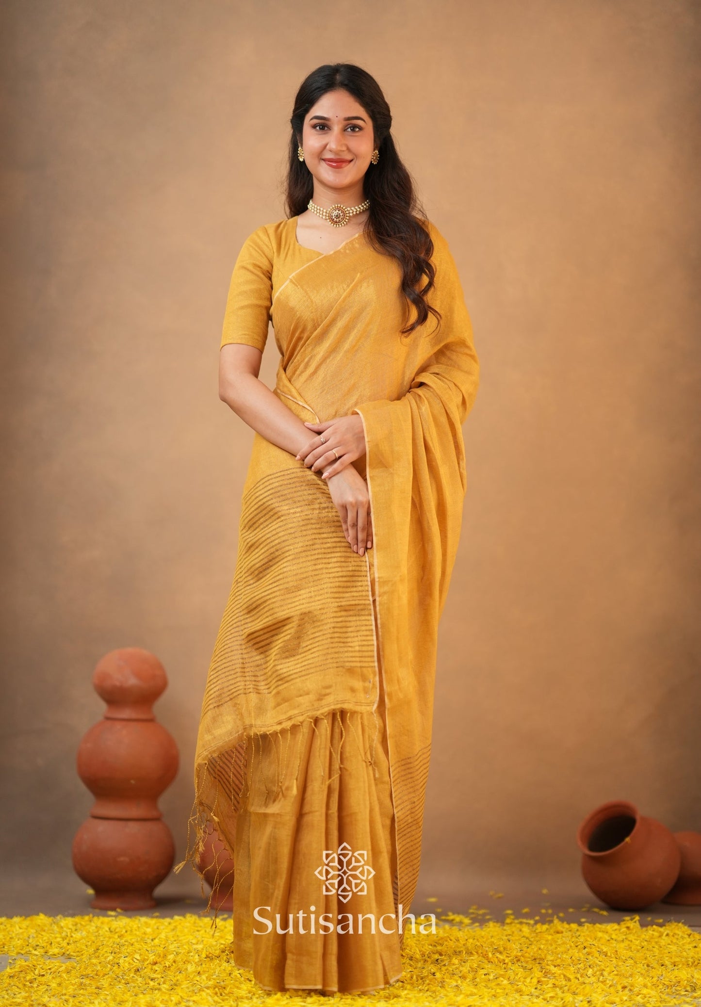 Dhiyona SS Tissue Charm Light and Lustrous Linen Saree